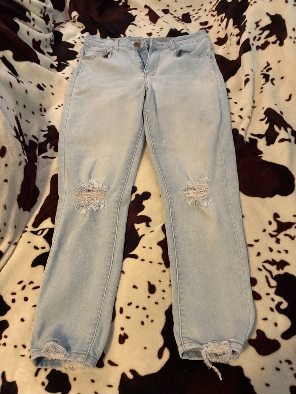Light Blue Distressed Boyfriend Jeans for Women